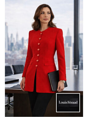 Louis Feraud Blazer W 12 Vintage 80’s Red Gold Power Dressing Old Money Jacket